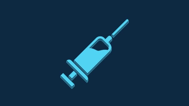 Blue Syringe Serum Icon Isolated Blue Background Syringe Vaccine Vaccination — Stock Video