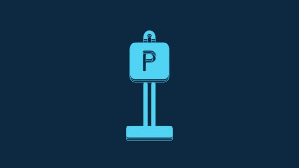 Ікона Blue Parking Ізольована Синьому Фоні Вуличний Знак Відеографічна Анімація — стокове відео