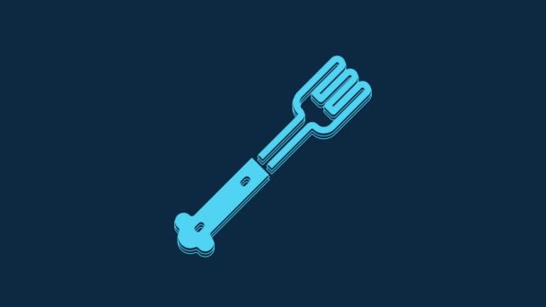 Blue Fork Icon Isolated Blue Background Cutlery Symbol Video Motion — Vídeo de Stock