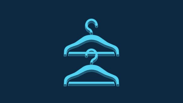 Blue Hanger Wardrobe Icon Isolated Blue Background Cloakroom Icon Clothes — Stok video