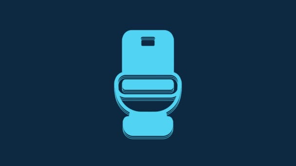 Blue Toilet Bowl Icon Isolated Blue Background Video Motion Graphic — Stok video