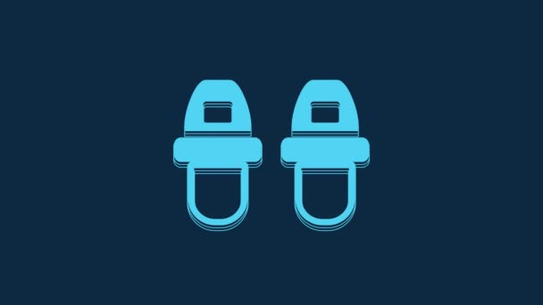 Blue Hotel Chinelos Ícone Isolado Fundo Azul Flip Flops Sinal — Vídeo de Stock