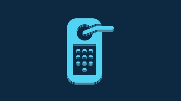 Blue Digital Door Lock Wireless Technology Unlock Icon Isolated Blue — Stok video
