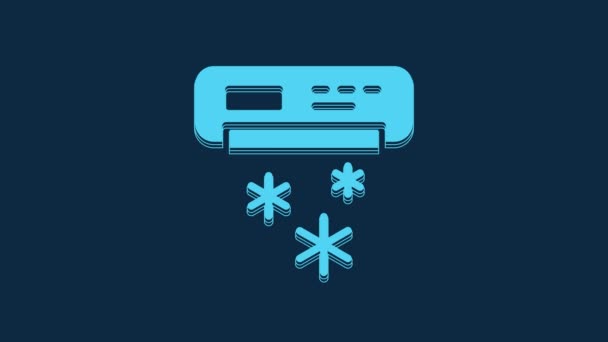 Blue Air Conditioner Icon Isolated Blue Background Split System Air — 图库视频影像