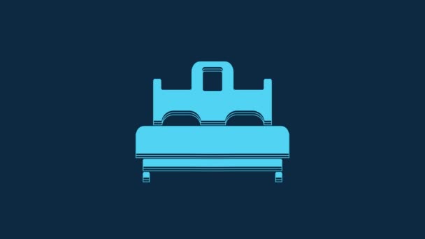 Blue Bedroom Icon Isolated Blue Background Wedding Love Marriage Symbol — 图库视频影像