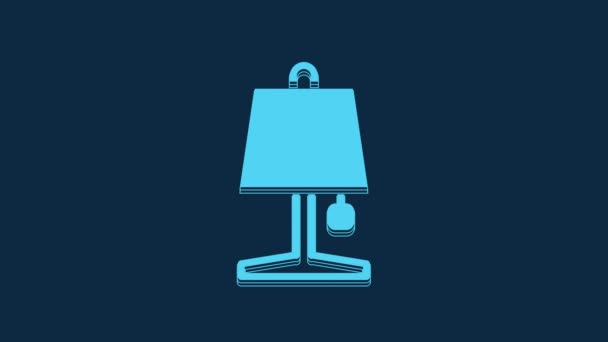Blue Table Lamp Icon Isolated Blue Background Video Motion Graphic — Stock Video