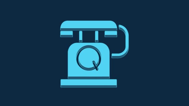 Blue Telephone Handset Icon Isolated Blue Background Phone Sign Video — Vídeo de Stock