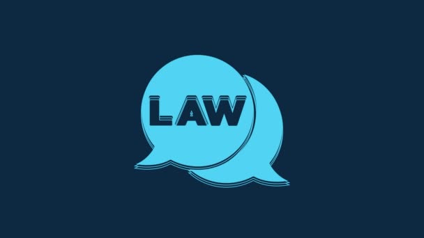 Icono Ley Azul Aislado Sobre Fondo Azul Animación Gráfica Vídeo — Vídeo de stock