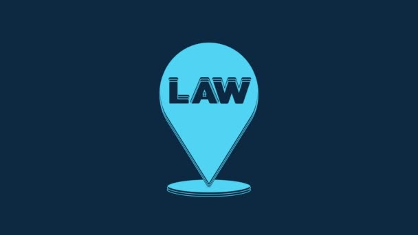 Niebieska Ikona Prawa Lokalizacji Odizolowana Niebieskim Tle Animacja Graficzna Ruchu — Wideo stockowe