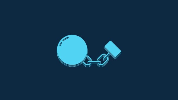 Modrá Koule Ikoně Řetězu Izolované Modrém Pozadí Grafická Animace Pohybu — Stock video