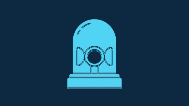 Blue Flasher Siren Icon Isolated Blue Background Emergency Flashing Siren — Vídeo de Stock