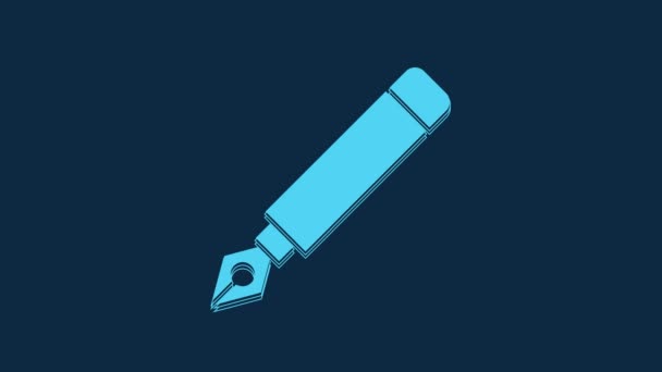 Blue Fountain Pen Nib Icon Isolated Blue Background Pen Tool — Stockvideo