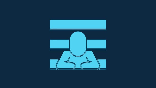 Blue Prisoner Icon Isolated Blue Background Video Motion Graphic Animation — Stock video