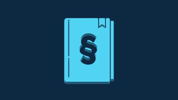 Blue Law Book Icon Isolated Blue Background Legal Judge Book — Stock Video
