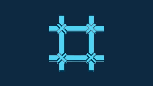 Blue Prison Window Icon Isolated Blue Background Video Motion Graphic — Stok video
