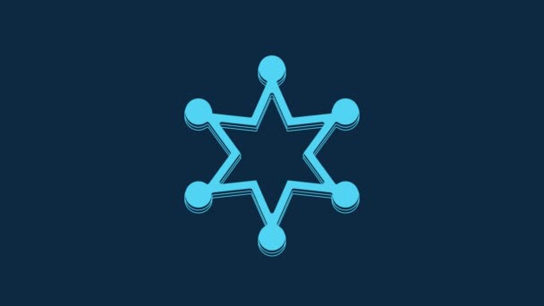 Blue Hexagram Sheriff Icon Isolated Blue Background Police Badge Icon — Stockvideo