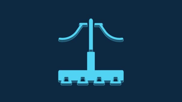 Ikona Blue Railway Odizolowana Niebieskim Tle Kolejowe Linie Napowietrzne Przewód — Wideo stockowe
