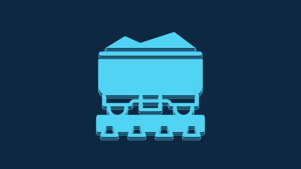 Иконка Вагона Голубой Уголь Выделена Синем Фоне Железнодорожный Транспорт Видеографическая — стоковое видео