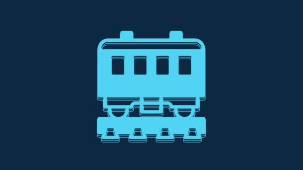 Niebieska Ikona Wagonów Pasażerskich Odizolowana Niebieskim Tle Powóz Kolejowy Animacja — Wideo stockowe