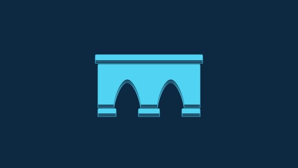 Puente Azul Para Icono Del Tren Aislado Sobre Fondo Azul — Vídeos de Stock