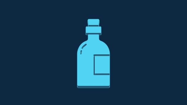 Blue Alcohol Drink Rum Bottle Icon Isolated Blue Background Video — Vídeos de Stock