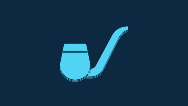 Blue Smoking Pipe Smoke Icon Isolated Blue Background Tobacco Pipe — Vídeos de Stock