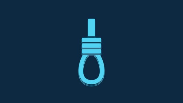 Blue Gallows Rope Loop Hanging Icon Isolated Blue Background Rope — Vídeos de Stock