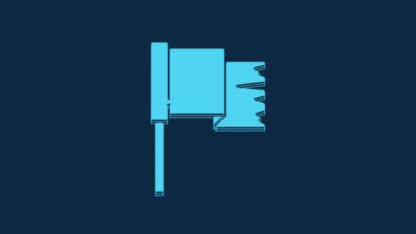 Иконка Синего Пиратского Флага Выделена Синем Фоне Видеографическая Анимация — стоковое видео
