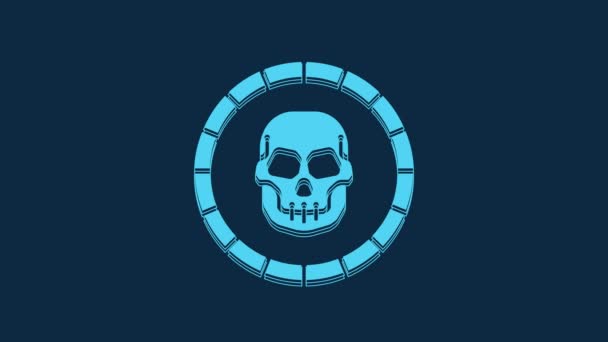 Blue Pirate Coin Icon Isolated Blue Background Video Motion Graphic — Stockvideo