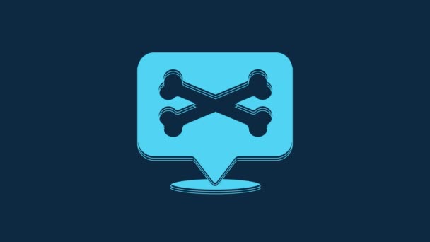 Blue Location Pirate Icon Isolated Blue Background Video Motion Graphic — Stok video