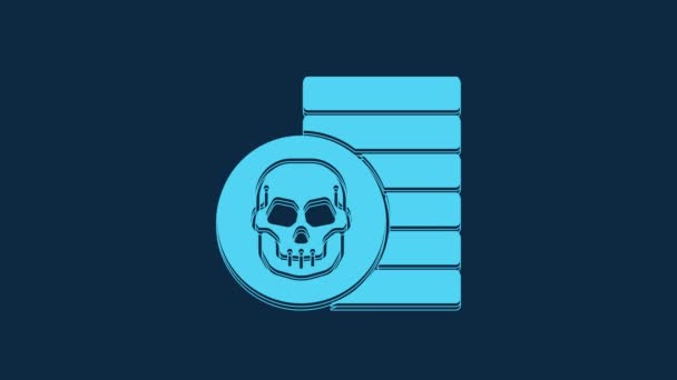 Blue Pirate Coin Icon Isolated Blue Background Video Motion Graphic — Wideo stockowe