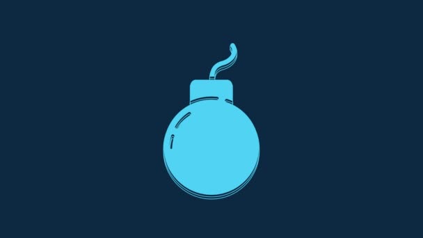 Blue Bomb Ready Explode Icon Isolated Blue Background Video Motion — Vídeo de Stock