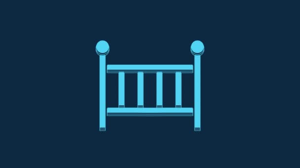 Blue Baby Crib Cradle Bed Icon Isolated Blue Background Video — Αρχείο Βίντεο