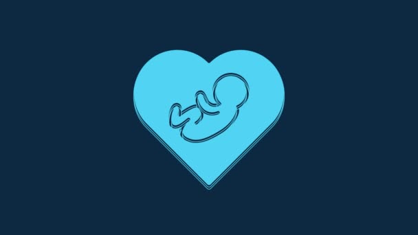 Blue Baby Dentro Ícone Coração Isolado Fundo Azul Animação Gráfica — Vídeo de Stock