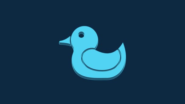 Blue Rubber Duck Icon Isolated Blue Background Video Motion Graphic — Vídeo de Stock