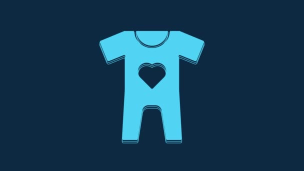 Blue Baby Clothes Icon Isolated Blue Background Baby Clothing Baby — Video Stock