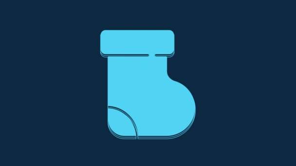 Blue Baby Socks Clothes Icon Isolated Blue Background Video Motion — Vídeos de Stock
