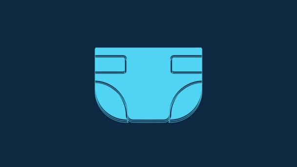 Blue Baby Absorbent Diaper Icon Isolated Blue Background Video Motion — Wideo stockowe