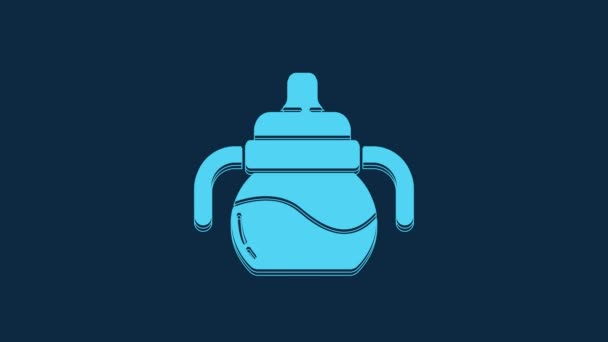 Blue Baby Bottle Icon Isolated Blue Background Feeding Bottle Icon — Stok video