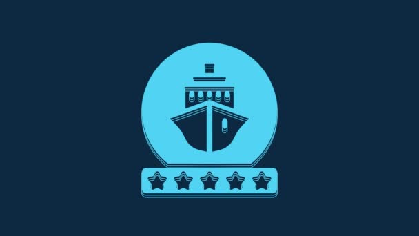 Blue Cruise Fartyg Ikon Isolerad Blå Bakgrund Turism Sjöfart Passagerarfartyg — Stockvideo