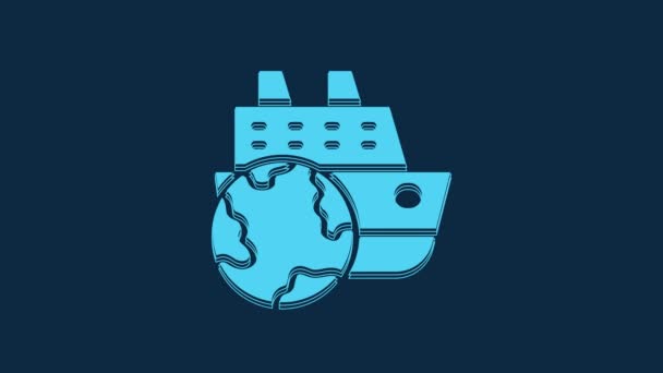 Blaues Kreuzfahrtschiff Symbol Isoliert Auf Blauem Hintergrund Reisetourismus Nautischer Transport — Stockvideo