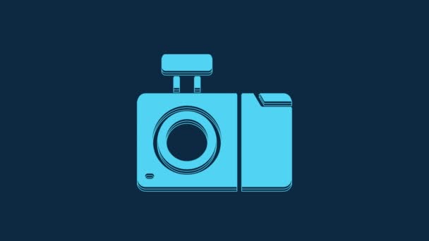 Blue Photo Camera Icon Isolated Blue Background Foto Camera Icon — Video Stock