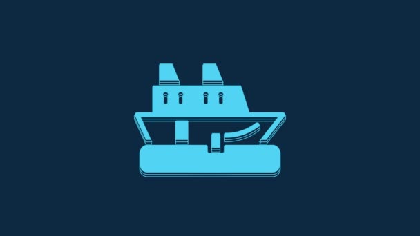 Icono Crucero Azul Aislado Sobre Fondo Azul Turismo Viajes Transporte — Vídeo de stock