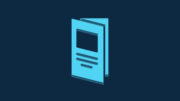 Ícone Layout Modelo Folheto Azul Isolado Fundo Azul Relatório Anual — Vídeo de Stock