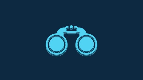 Blue Binoculars Icon Isolated Blue Background Find Software Sign Spy — Vídeos de Stock