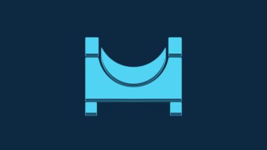 Blue Skate park icon isolated on blue background. Set of ramp, roller, stairs for a skatepark. Extreme sport. 4K Video motion graphic animation.