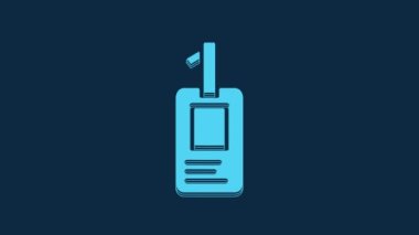 Blue Identification badge icon isolated on blue background. It can be used for presentation, identity of the company, advertising. 4K Video motion graphic animation.