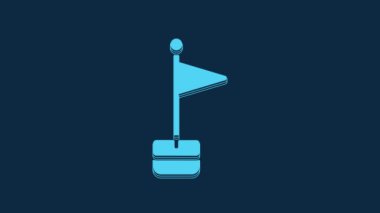 Blue Flag icon isolated on blue background. Location marker symbol. 4K Video motion graphic animation.