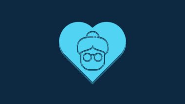 Blue Grandmother icon isolated on blue background. 4K Video motion graphic animation.