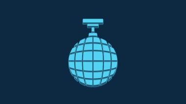 Blue Disco ball icon isolated on blue background. 4K Video motion graphic animation.